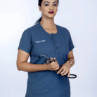 U Neck Teal blue Women scrub 3
