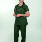 U Neck dark green Scrub Women 6