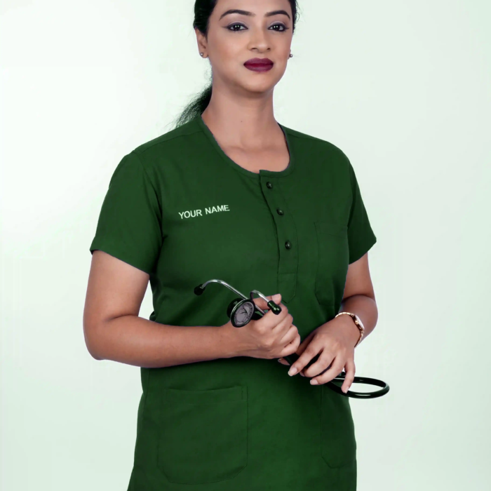 U Neck dark green Scrub Women