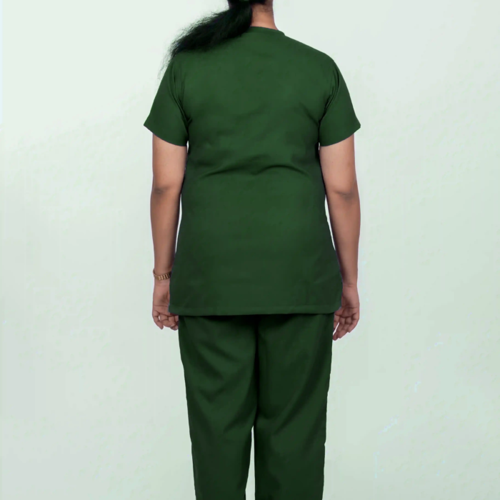 U Neck dark green Women Scrub Back 2