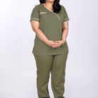 Women Scrub Flop Neck Light Olive 1